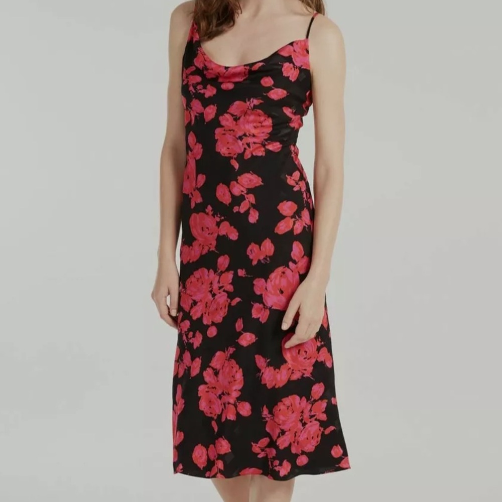 Milly cowl neck jacquard floral dress